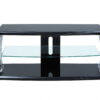 Clear Glass Wood Glass Veneer (Melamine) TV Stand (Led) - Black - Image 3