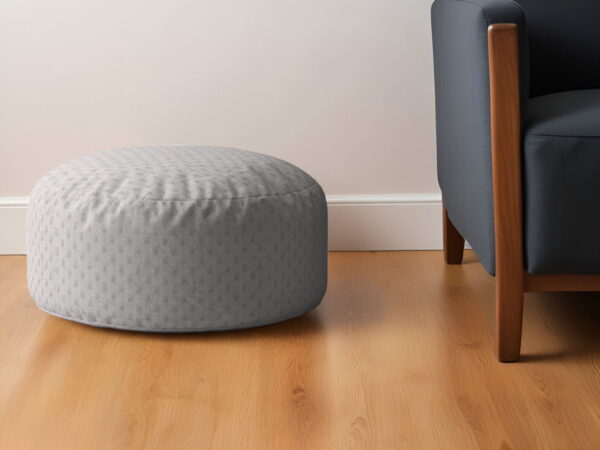 Polyester Round Pouf Ottoman - Gray