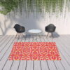 7' X 10' Moroccan Indoor / Outdoor Area Rug - Pink / Orange - Image 2