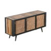 Rustic And Rattan Media Cabinet With Three Doors - Black Natural - Image 2