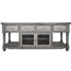 Solid Wood Open Shelving Distressed TV Stand - Blue / White - Image 2