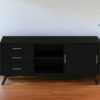 Mahogany Solids Okoume And Veneer Open Shelving TV Stand - Black - Image 3