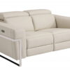 Italian Leather Power Reclining Loveseat - Beige / Silver - Image 2