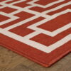 7' X 10' Geometric Stain Resistant Indoor & Outdoor Area Rug - Red / Ivory - Image 4