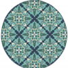 8' X 8' Round Indoor / Outdoor Area Rug - Blue / Green - Image 4