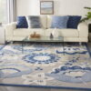 7' X 10' Floral Indoor / Outdoor Area Rug - Blue / Gray - Image 4