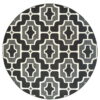 8' X 8' Round Geometric Stain Resistant Indoor / Outdoor Area Rug - Black / Gray - Image 3