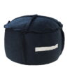 Polyester Round Patchwork Indoor Outdoor Pouf Ottoman - Blue - Image 4