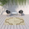 7' X 10' Oriental Stain Resistant Indoor / Outdoor Area Rug - Tan - Image 3