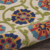 7' X 10' Floral Indoor / Outdoor Area Rug - Ivory / Blue - Image 4