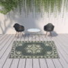 7' X 10' Oriental Stain Resistant Outdoor / Indoor Area Rug - Gray / Ivory - Image 3