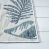 8' X 10' White Palm Leaf Stain Resistant Indoor / Outdoor Area Rug - Blue / Serene - Image 2