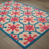 7' X 10' Oriental Stain Resistant Indoor / Outdoor Area Rug - Blue / Beige - Image 3