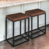 Faux Leather And Metal Backless Counter Height Bar Chairs (Set of 2) - Brown / Black - Image 3