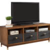 Mahogany Solids & Veneer Open Shelving TV Stand - Brown / Black - Image 4