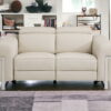 Italian Leather, Power Reclining Loveseat - Beige / Silver - Image 2