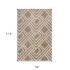 7' X 10' Machine Woven UV Treated Geometric Indoor / Outdoor Area Rug - Beige - Image 4