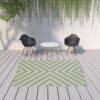 7' X 10' Geometric Stain Resistant Indoor / Outdoor Area Rug - Blue / Green - Image 3