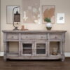 Solid Wood Open Shelving Distressed TV Stand - Desert Sand - Image 3