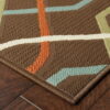 7' X 10' Geometric Stain Resistant Indoor / Outdoor Area Rug - Brown / Ivory - Image 4