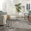 7' X 10' Floral Indoor / Outdoor Area Rug - Gray - Image 2