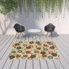 7' X 10' Floral Stain Resistant Outdoor & Indoor Area Rug - Brown / Ivory - Image 3