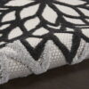 7' X 10' Floral Indoor / Outdoor Area Rug - Black White - Image 4