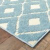 7' X 10' Geometric Stain Resistant Area Rug Indoor & Outdoor - Blue / Ivory - Image 2