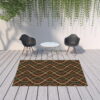 7' X 10' Geometric Stain Resistant Indoor / Outdoor Area Rug - Brown / Ivory - Image 2