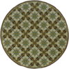 8' X 8' Round Floral Stain Resistant Indoor / Outdoor Area Rug - Brown / Ivory - Image 4