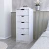 Manufactured Wood Five Drawer Narrow Dresser - White - Image 3