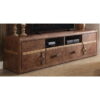 Leather Cabinet Enclosed Storage TV Stand - Brown - Image 4