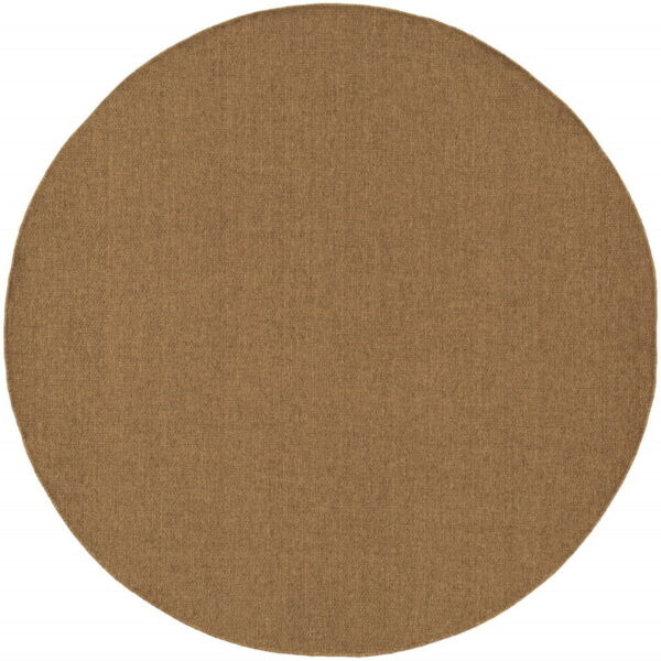 8' X 8' Round Stain Resistant Indoor & Outdoor Area Rug - Tan