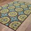 7' X 10' Floral Stain Resistant Outdoor / Indoor Area Rug - Blue / Green - Image 3