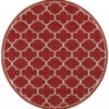 8' X 8' Round Indoor / Outdoor Area Rug - Red / Ivory - Image 3