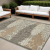 7' X 10' Floral Indoor / Outdoor Area Rug - Gray / Ivory - Image 2