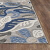 8’ Round Jacobean Floral Indoor / Outdoor Area Rug - Gray Blue - Image 3