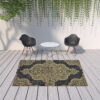 7' X 10' Oriental Stain Resistant Indoor / Outdoor Area Rug - Black / Tan - Image 2