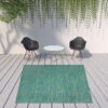 9' X 9' Square Striped Non Skid Indoor / Outdoor Area Rug - Blue / Green - Image 3