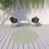 8' X 8' Round Geometric Stain Resistant Indoor / Outdoor Area Rug - Blue / Green - Image 3