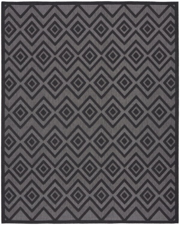 7' X 10' Geometric Flatweave Area Rug - Black