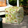 Cube Floral Indoor Outdoor Pouf Cover - Green - Image 2