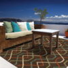 7' X 10' Geometric Stain Resistant Indoor / Outdoor Area Rug - Brown / Ivory - Image 3