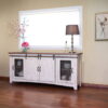 Solid Wood Cabinet Enclosed, Storage Distressed TV Stand - White - Image 3