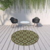 8' X 8' Round Floral Stain Resistant Indoor / Outdoor Area Rug - Brown / Ivory - Image 2