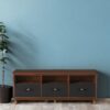 Mahogany Solids & Veneer Open Shelving TV Stand - Brown / Black - Image 3