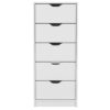 Manufactured Wood Five Drawer Tall And Narrow Dresser - White - Image 4