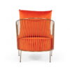 Velvet And Gold Solid Color Arm Chair - Orange - Image 2