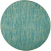 8' X 8' Round Striped Non Skid Indoor / Outdoor Area Rug - Blue / Green - Image 3