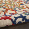 7' X 10' Floral Area Rug Indoor & Outdoor - Ivory / Blue - Image 3